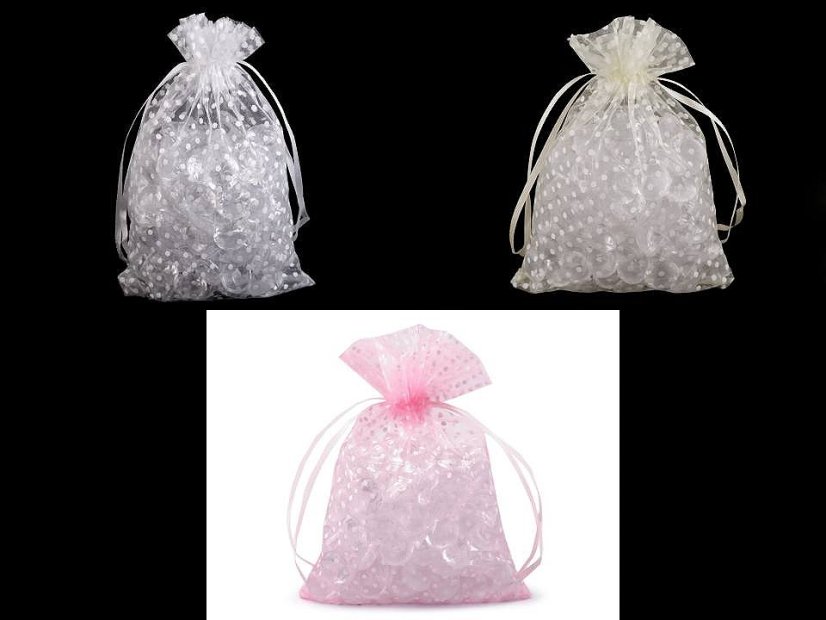Dárkový pytlík 13x18 cm organza s puntíky