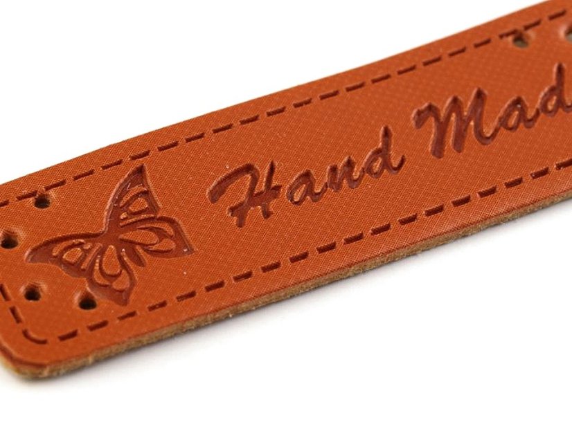Eko kůže cedulka / ozdoba / nášivka Handmade 15x50 mm