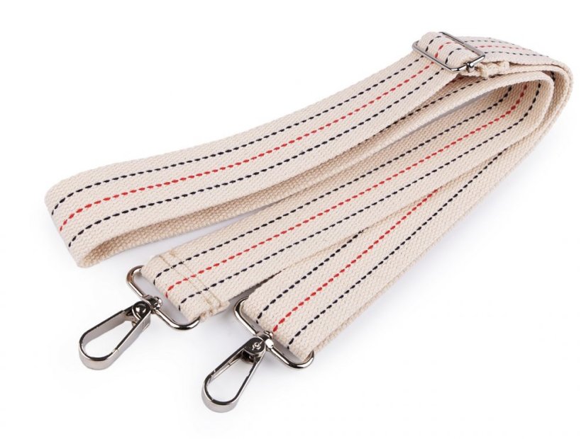 Textilní ucho / popruh na tašku s karabinami délka 79-142 cm