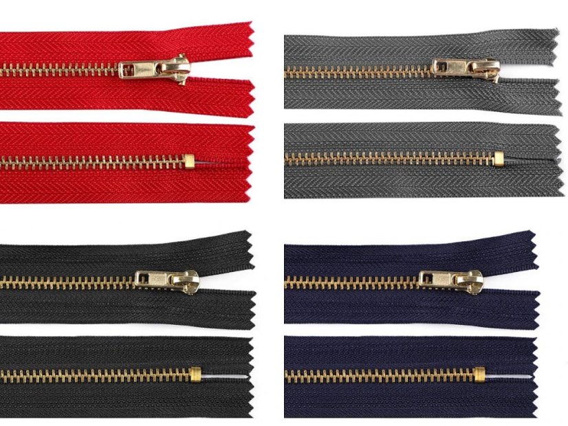 Kovový zip šíře 4 mm délka 16 cm kalhotový
