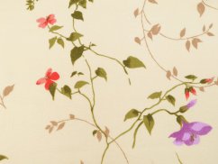Bavlněný flanel listy a květy