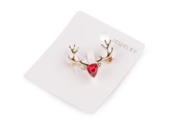 Vánoční brož s broušenými kamínky jelen