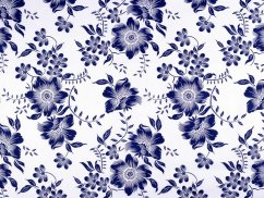 Bavlněná látka / plátno modrotisk květy