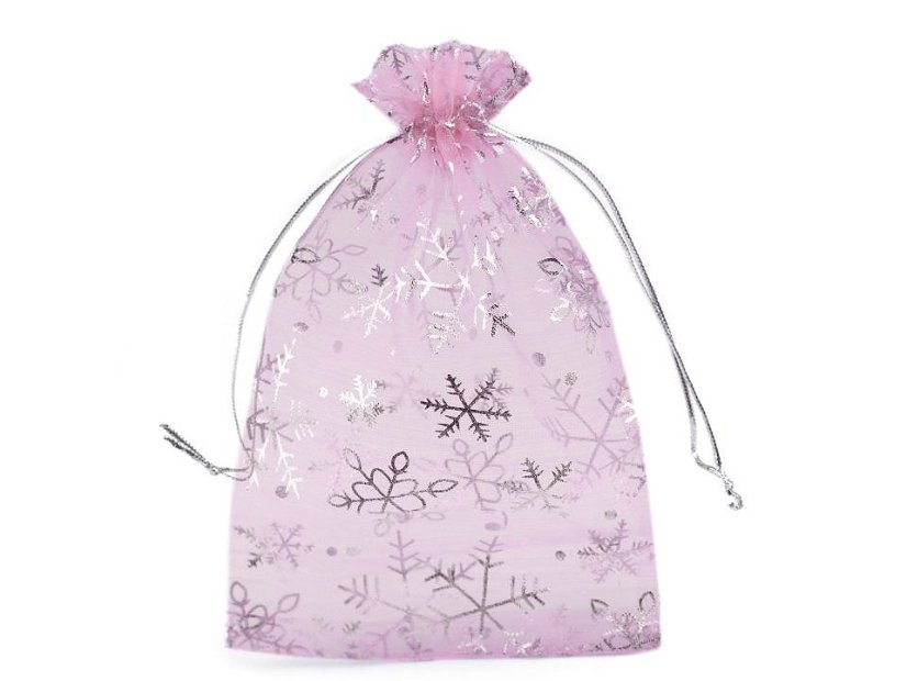 Dárkový pytlík vločky 13x18 cm organza
