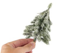 Umělý stromeček na drátku zasněžený do věnců, květináčů 13 cm, 17 cm