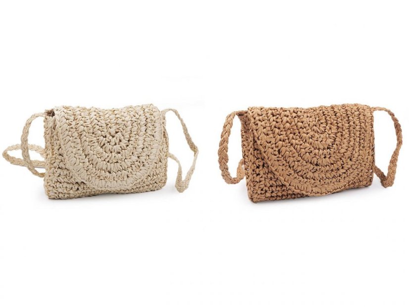 Háčkovaná kabelka z rafie - lýka crossbody 16x21 cm