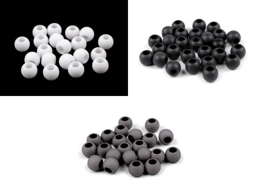 Plastové korálky matné s velkým průvlekem 11x14 mm