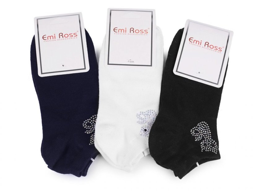 Dámské bavlněné ponožky kotníkové s kamínky Emi Ross