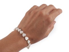 Náramek z nerezové oceli s perleťovými srdíčky