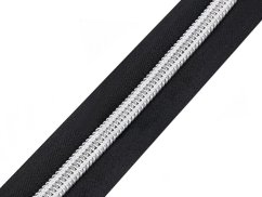 Zip spirálový šíře 10 mm metráž se stříbrnými zoubky