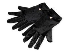 Společenské rukavice sametové s perlou