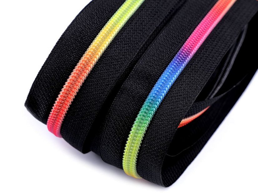 Duhový zip spirálový šíře 5 mm metráž