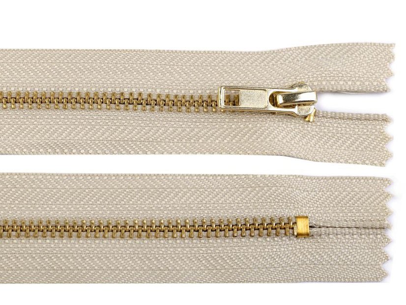 Kovový zip šíře 4 mm délka 18 cm kalhotový