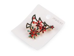 Brož s broušenými kamínky vánoční stromeček, srdce