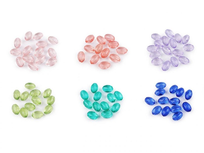 Plastové korálky ploškované olivy 10x15 mm