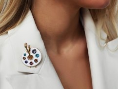 Brož malířská paleta, kočky v deštníku