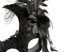 Karnevalová maska - škraboška krajková s peřím