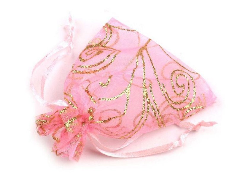 Dárkový pytlík 6,5x9 cm organza s glitry