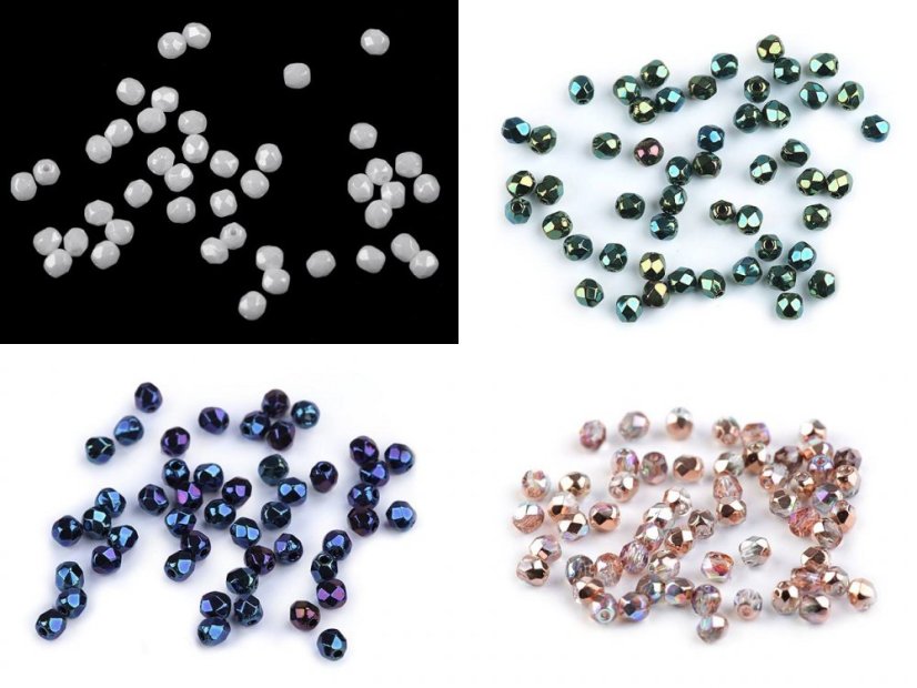Skleněné korálky broušené ohňovky 3 mm