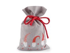 Vánoční dárkový pytlík skřítek 15x25 cm imitace juty