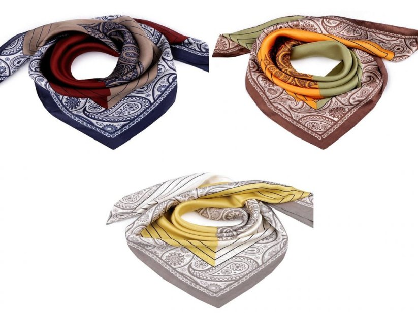 Saténový šátek paisley 70x70 cm