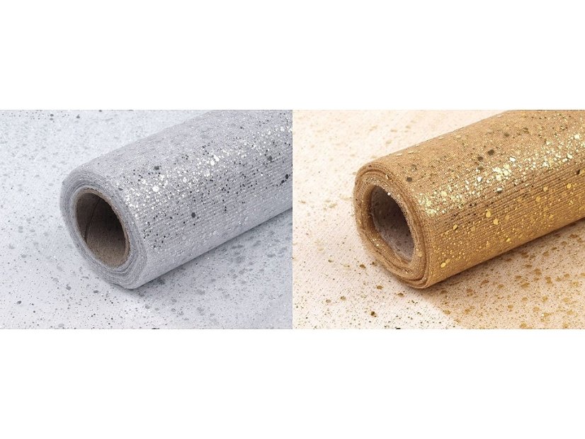 Tyl dekorační s glitry šíře 20 cm