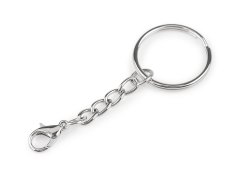 Kroužek na klíče Ø25 mm s řetízkem a karabinkou