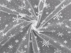 Tyl oděvní / dekorační vánoční vločky