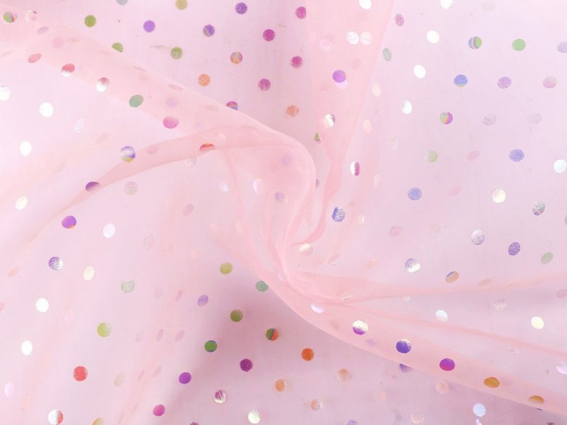 Organza s puntíky AB duhový efekt