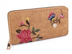 Dámská peněženka s vyšívanými květy 9,5x19 cm