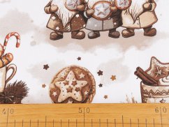 Vánoční bavlněná látka / plátno skřítek