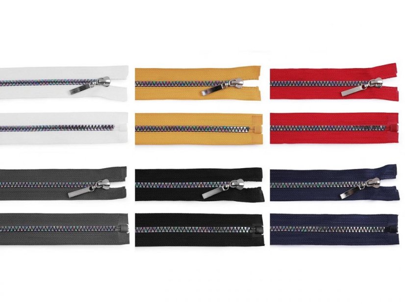 Duhový kostěný zip šíře 5 mm délka 60 cm