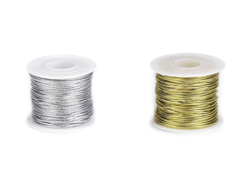 Šňůrka s lurexem Ø2 mm kulatá, vánoční