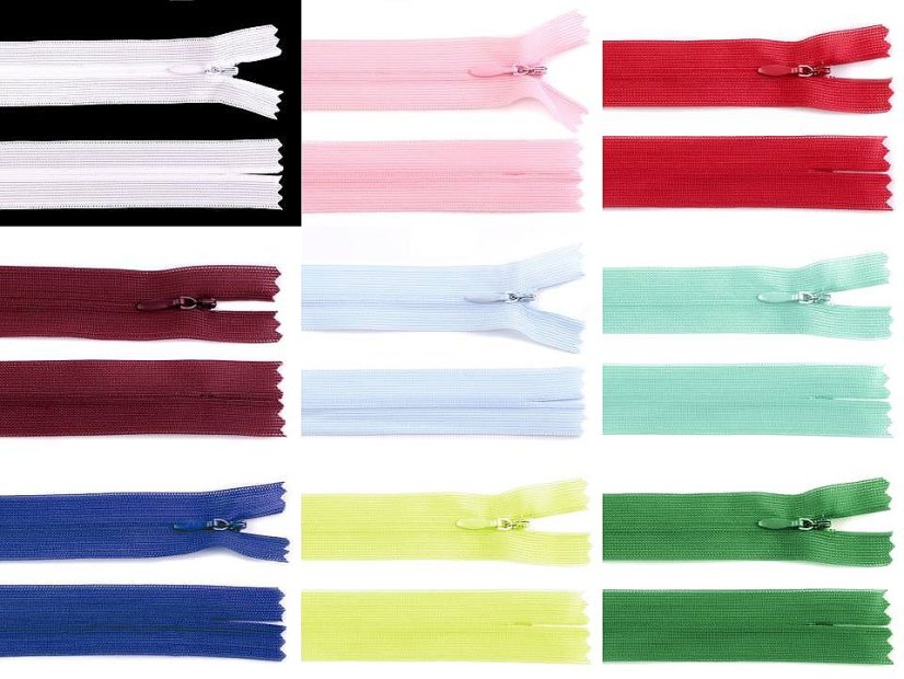 Spirálový zip skrytý šíře 3 mm délka 50 cm dederon