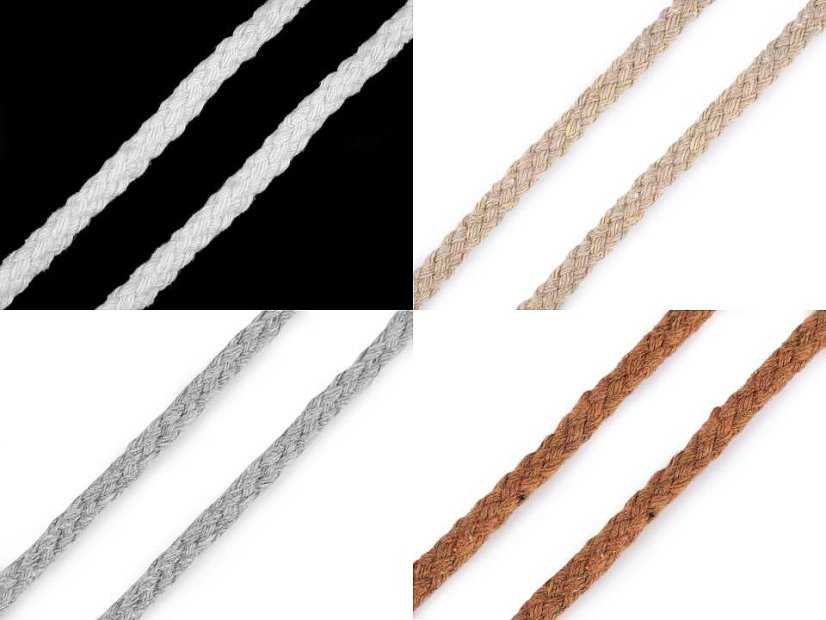 Oděvní šňůra / bavlněná příze / knot Ø5 mm splétaná