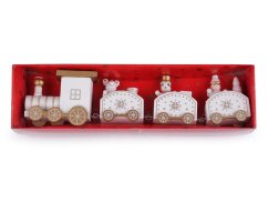 Dřevěný vláček k vánočnímu aranžování