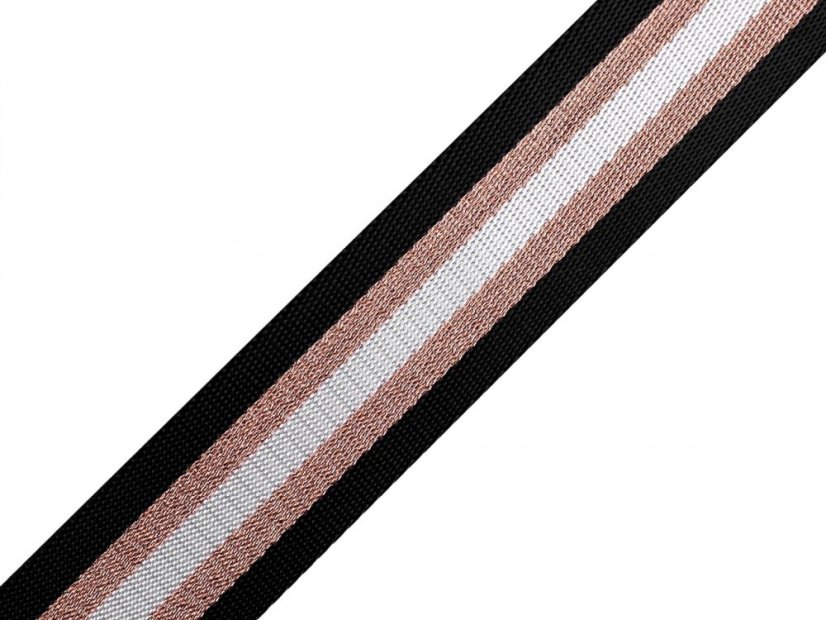 Hladký oboustranný popruh s lurexem šíře 38 mm