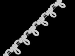 Prýmek s pružným očkem na knoflíky šíře 15 mm