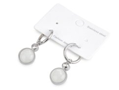 Náušnice z nerezové oceli kroužky s broušeným kamínkem a perletí