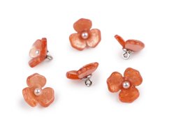 Knoflík květ z pryskyřice s perlou velikost 26"