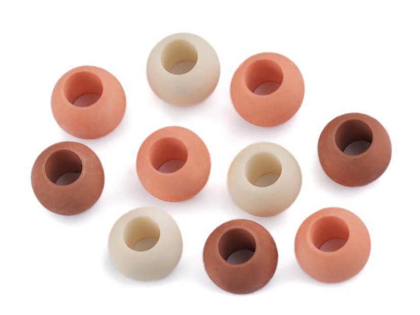 Plastové korálky matné s velkým průvlekem 11x14 mm