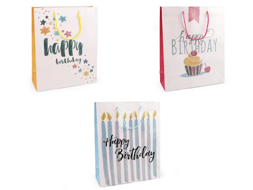 Dárková taška s glitry Happy Birthday