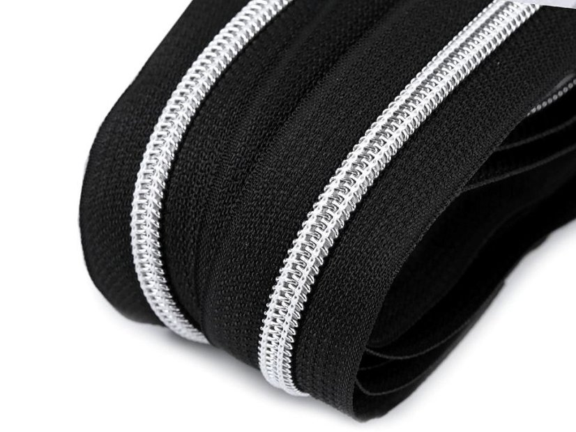 Zip spirálový šíře 5 mm s metalickými zoubky metráž