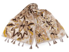 Šátek / šála / pléd s květy a střapci 80x180 cm