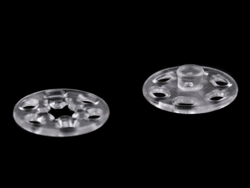 Plastové patentky / stiskací knoflíky transparentní Ø13 mm, Ø15 mm