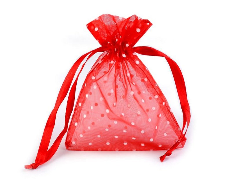 Dárkový pytlík puntíky 10x13 cm organza
