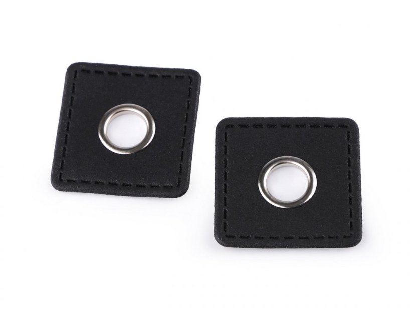 Průchodka s koženkovým čtverečkem k našití, průvlek 10 mm