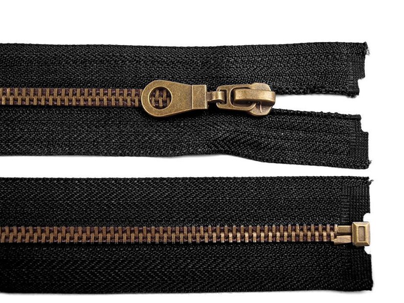 Staromosazný zip šíře 5 mm délka 60 cm bundový