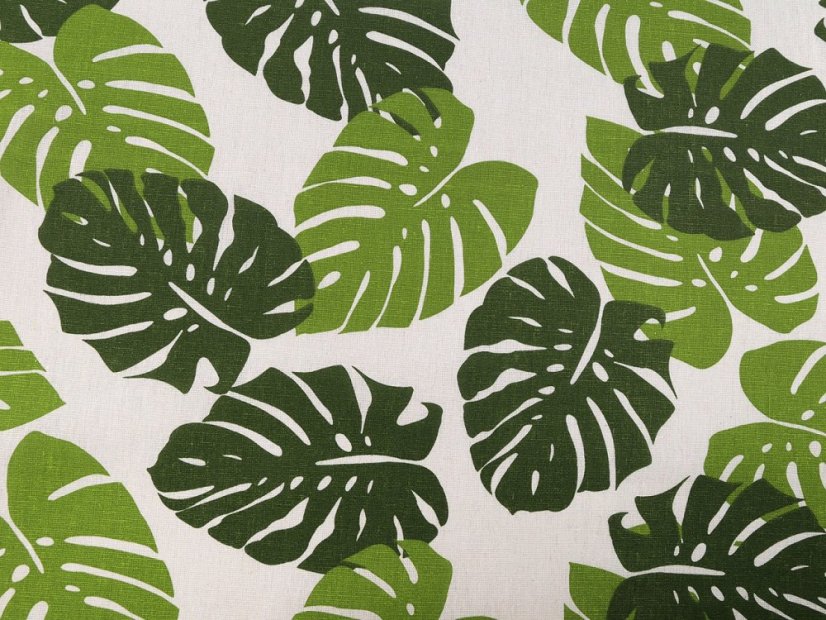 Bavlněná metráž / imitace lnu hrubší, monstera