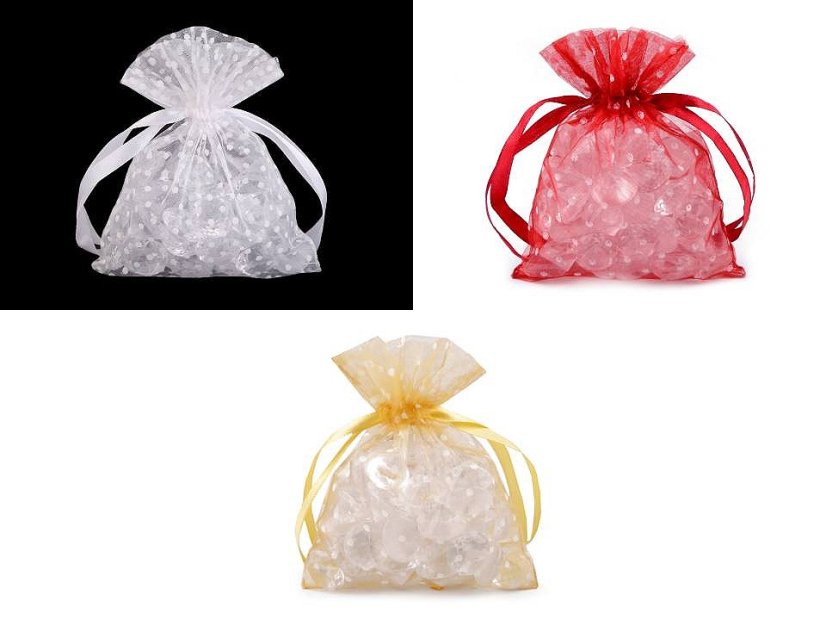 Dárkový pytlík puntíky 10x13 cm organza